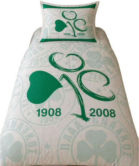 Palamaiki Panathinaikos FC1 Подредба Кувертюра Единична Памук Зелен 170x240см