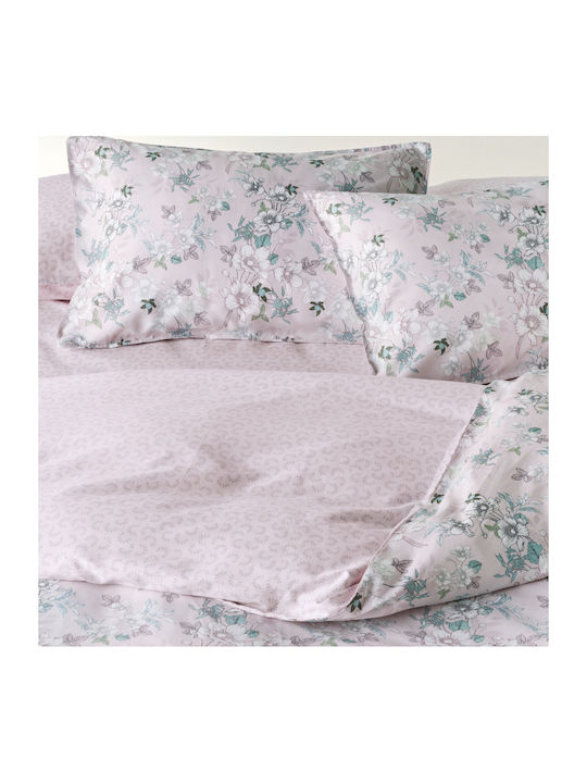Kentia Vervita Tagesdecken Übergröße Baumwollsatin Rosa-Weiß-Grün-Blau 230x250cm