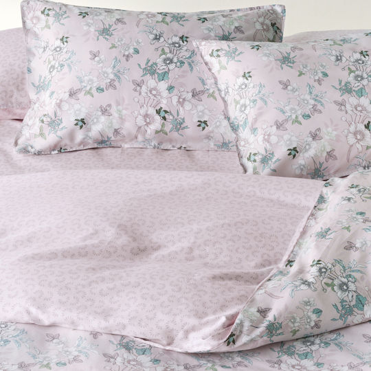 Kentia Vervita Κουβερλί Υπέρδιπλο Βαμβακοσατέν Pink-whte-green-blue 230x250cm