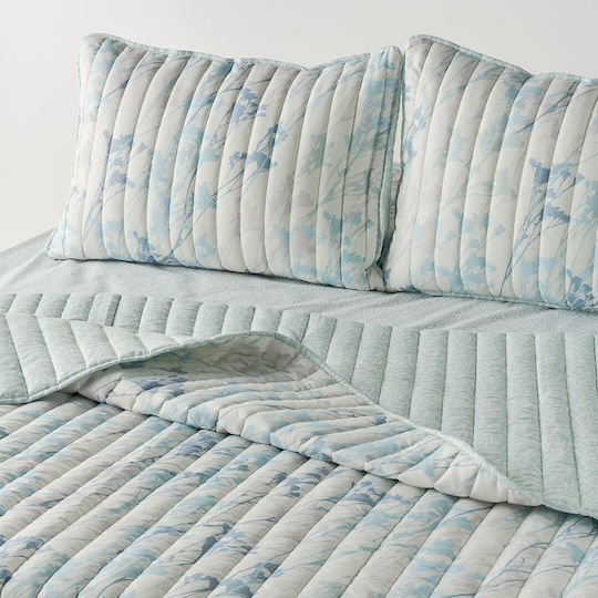 Kentia Breza Σετ Κουβερλί Μονό Microfiber Blue Grey 160x220cm 2τμχ