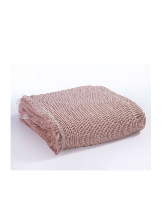 Nef-Nef Homeware Apollo Κουβέρτα Πικέ Υπέρδιπλη με Κρόσσια 230x240εκ. Salmon