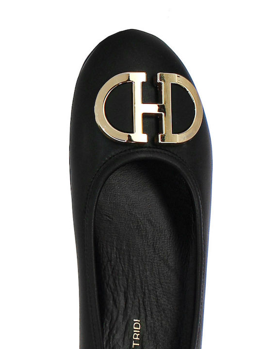 Leather Women's Ballerina Shoes In Black Color