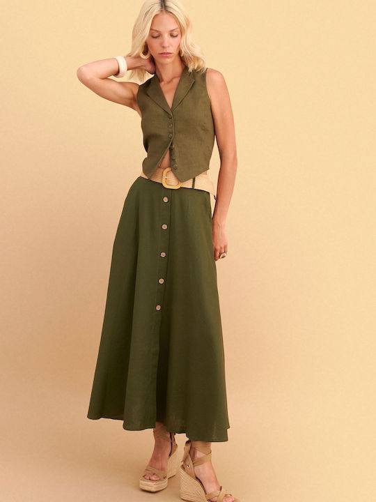 Fustă Maxi Din In Verde