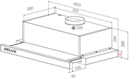 Delux Integra Max Συρόμενος Απορροφητήρας 60cm Inox