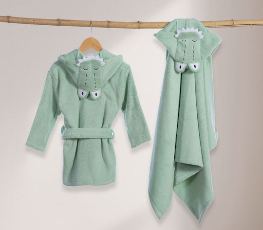Nef-Nef Homeware Детски Халат Savana Cameo Cameo Зелен С Качулка