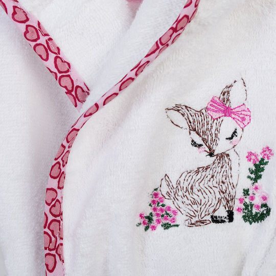 Dimcol Kids Hooded Bathrobe White-pink Dimcol Kids Hooded Bathrobe White-pink