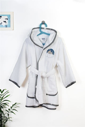 Dimcol Halat de Baie pentru Copii White-grey cu Glugă