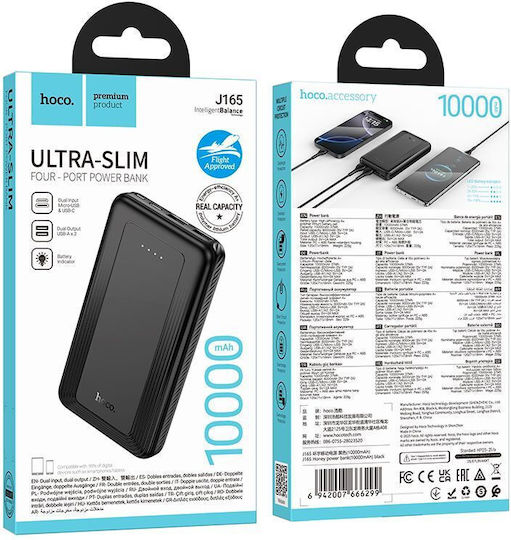 Hoco J165A Power Bank 20000mAh 10W With 2 USB-A Output Ports Power Delivery Quick Charge 3.0 Black