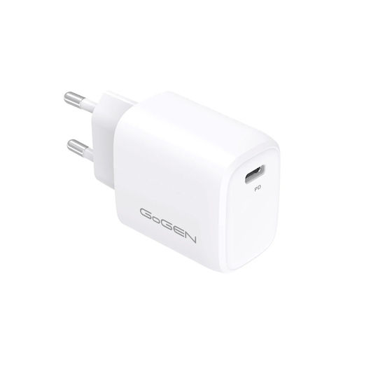 GoGEN Ladegerät mit USB-C Anschluss und Kabel USB-C - USB-C 20W Stromlieferung Weißς (ACHPD120CW)
