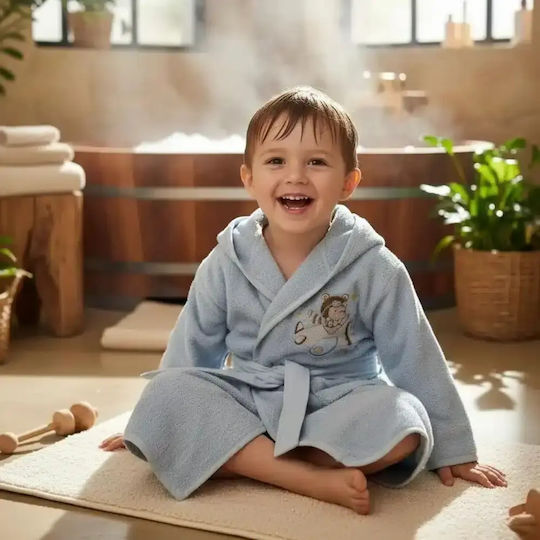 Borea Kids Bathrobe Pilot Siel With Hood