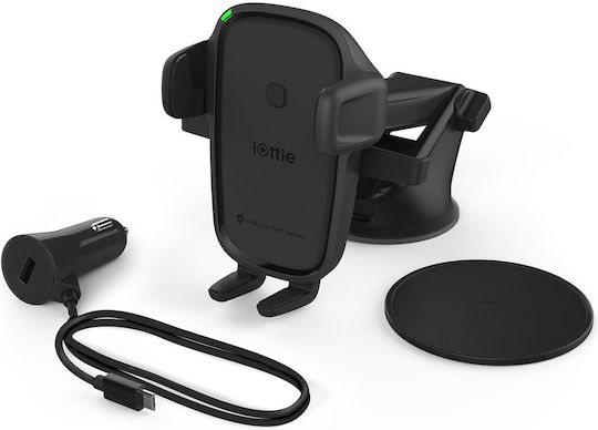iOttie Easy One Touch 5 Wireless Mini Dash Car Mobile Mount with Adjustable Hooks and Wireless Charging Black