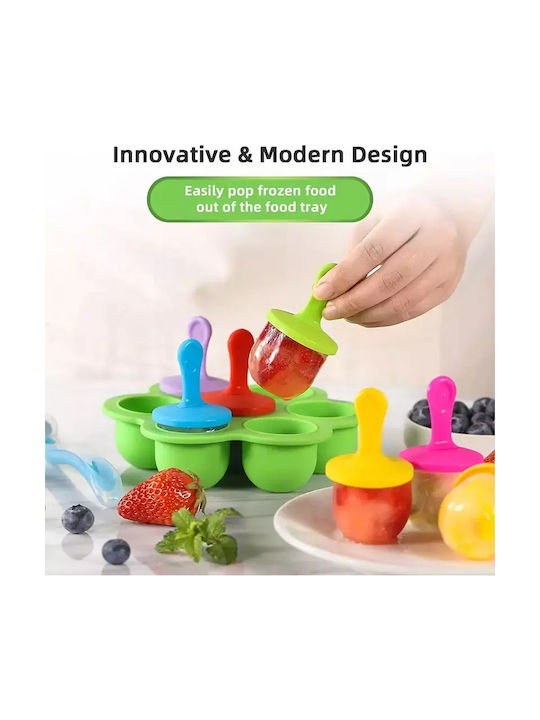 Pandaboo Formă Pentru Tăvi Și Tăvi Pentru Copt Înghețată / Ice Lolly Din Silicon Capacitate 7 Bucăți