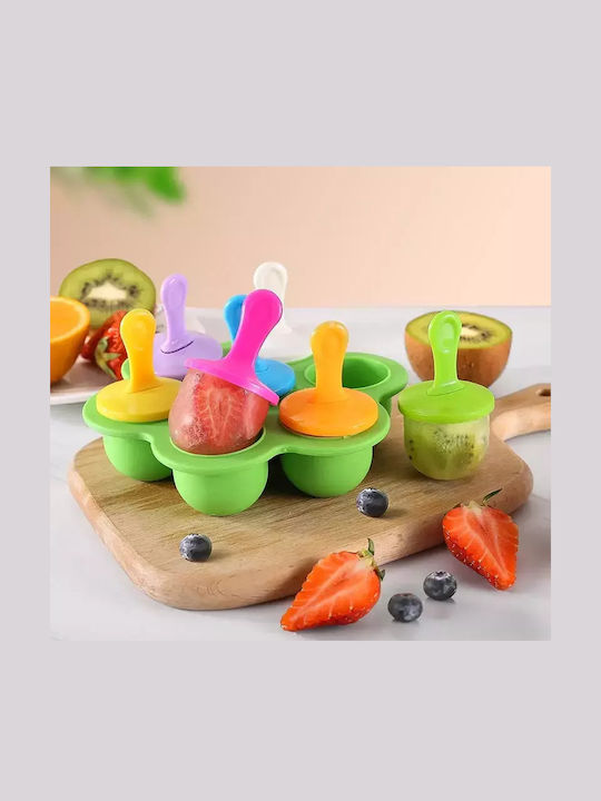 Pandaboo Formă Pentru Tăvi Și Tăvi Pentru Copt Înghețată / Ice Lolly Din Silicon Capacitate 7 Bucăți