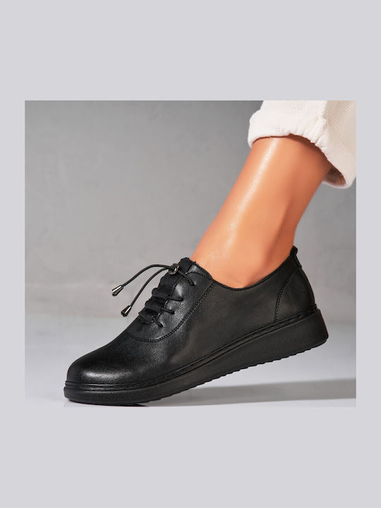 Oxfords Pentru Femei Din Piele În Culoare Neagră