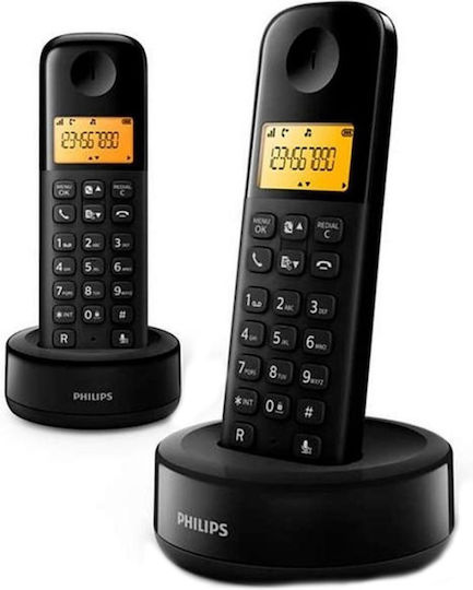 Philips DECT D1602 Ασύρματο Τηλέφωνο Μαύρο