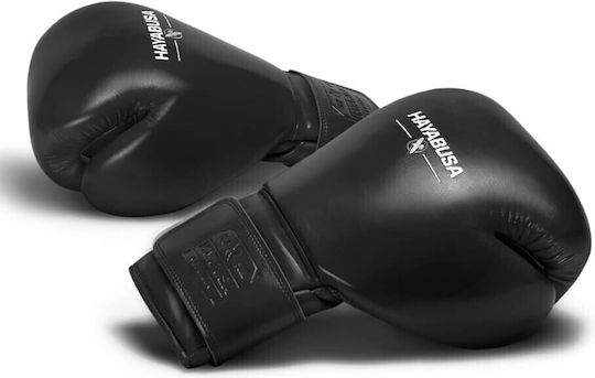 Hayabusa Pro Velcro Boxhandschuhe Leder für Wettkampfhandschuhe Schwarz