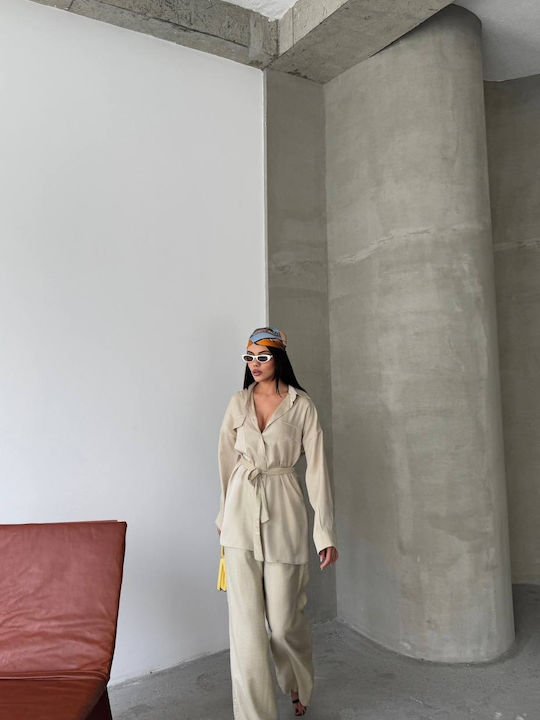Set Bej Cu Pantaloni Dama
