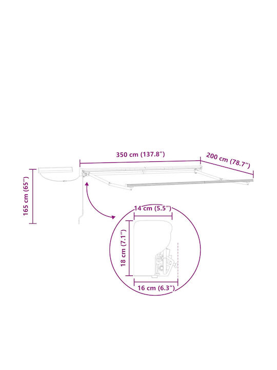 vidaXL Тента Тераса Оранжева 3.5x2m