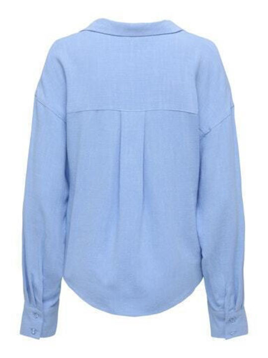 Μακρυμάνικο Γυναικείο Λινό Πουκάμισο Light Blue