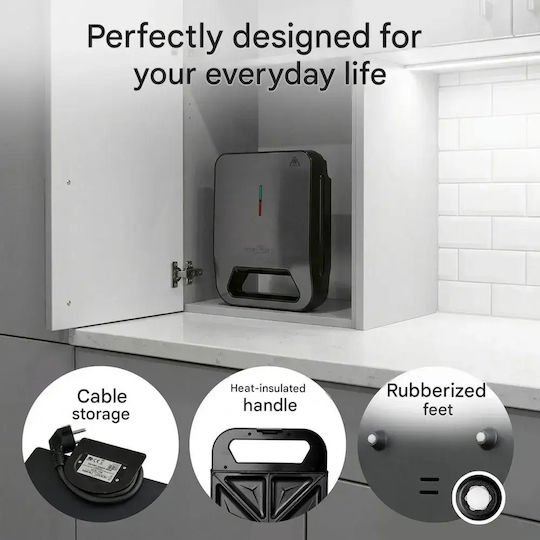 Profi Cook Τοστιέρα για 4 Τοστ 1600W Μαύρη