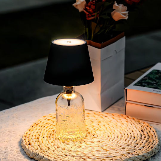 Led Φωτιστικό Πώμα Μπουκαλιού Ρυθμιζόμενη Ένταση & 3 Χρώματα Φωτισμού Μαύρο
