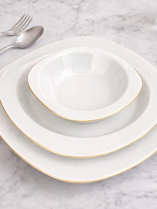 Kutahya Porselen Athena Gold Porcelain Dinnerware Set 24pcs