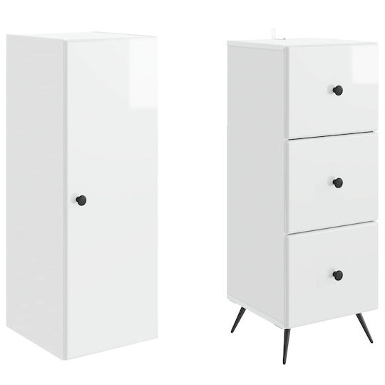 vidaXL Bathroom Column Cabinet Wall Hung M34.5xD34.5xH90cm White