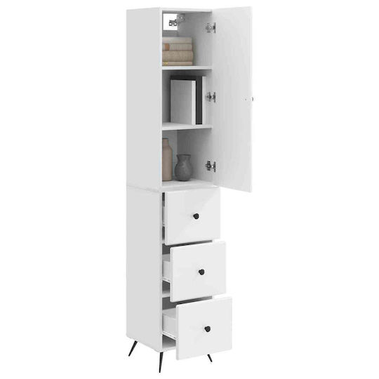 vidaXL Bathroom Column Cabinet Wall Hung M34.5xD34.5xH90cm White
