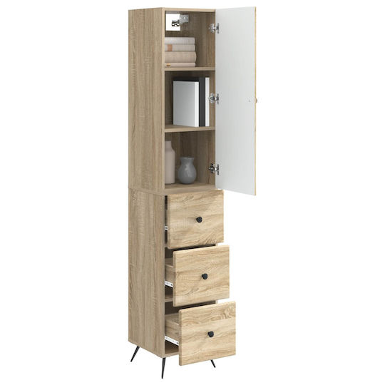 vidaXL Bathroom Column Cabinet Wall Hung W34.5xD34.5xH90cm Sonoma