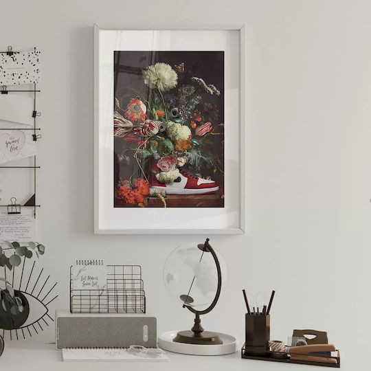 Poster Air Jordan Painting Sneakers Snk100 40cm X 50cm Brown Wooden Frame