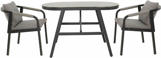 Dining Room Set 3 Pieces Anthracite with Pillows Dining Room Set 3 Pieces Anthracite with Pillows