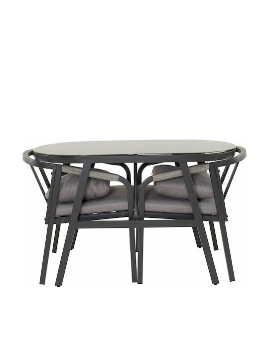 Outdoor Dining Set Belgium 3 Pieces Anthracite with Pillows