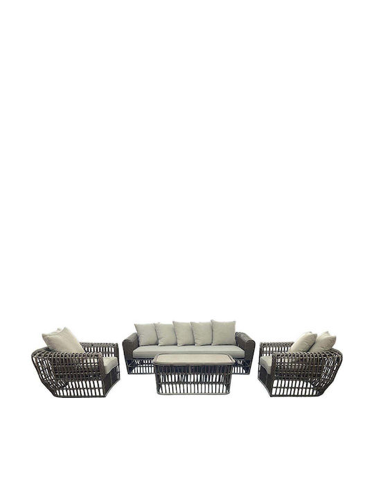 Lopez 4 Pieces Outdoor Living Room Set Brown E6877