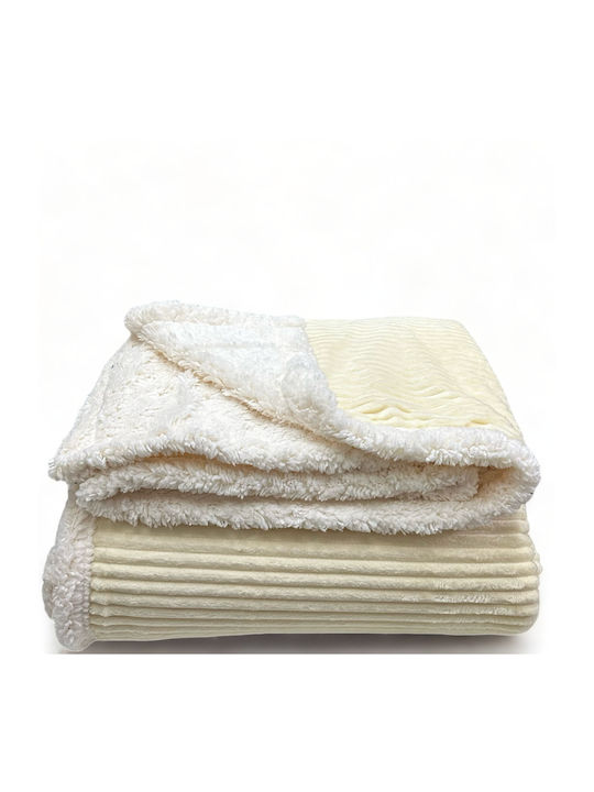 Fleece Sherpa Fur Blanket Super Double 220*240 Beige-95.102