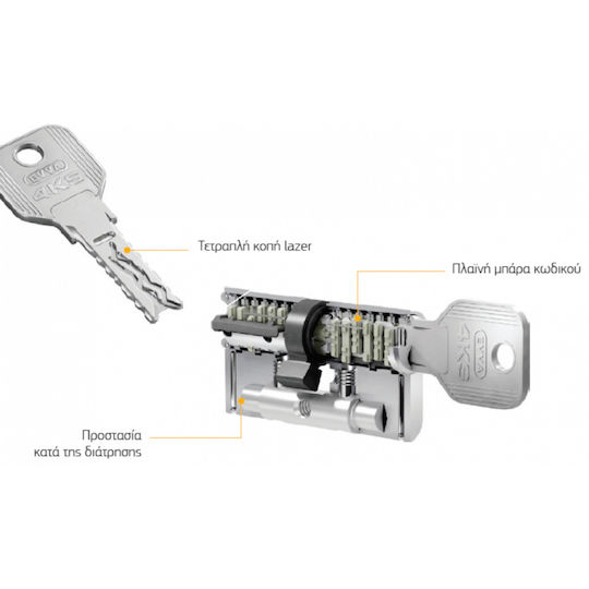 EVVA Security Lock Cylinder 80mm (30-50) with 4 Keys 4pcs