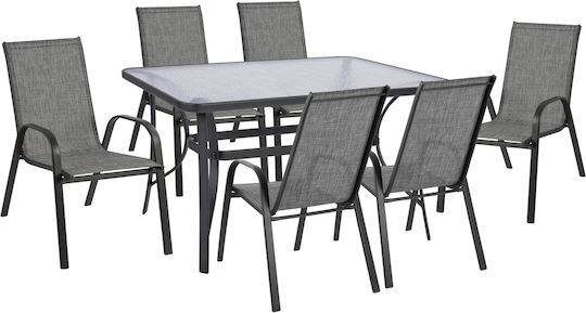 Set Dining de Exterior Bruno 7 Piese Gri