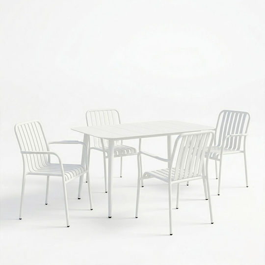 Garden & Outdoor Furniture Sets Dining Room Set Heven 5 Pieces White
