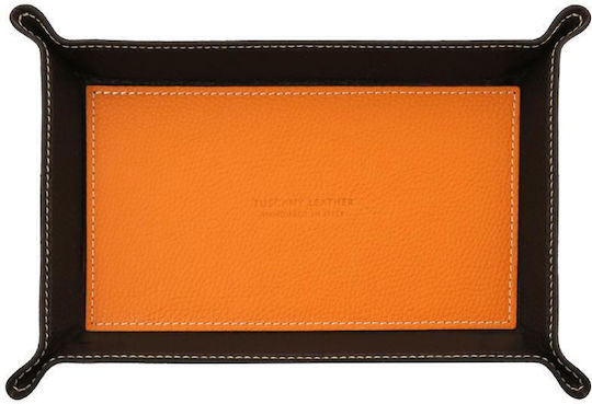 Tuscany Leather Διακοσμητικό Καλάθι Δερματίνης Δερματίνης Πορτοκαλί