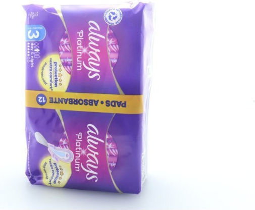Always Platinum Ultra Night Sanitary Pads with Wings Night for Heavy Flow 6 Drops Size 3 in Double Pack 2x6pcs