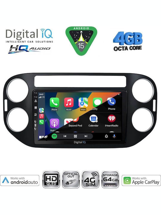 Digital IQ Car Audio System for Volkswagen Tiguan 2011-2016 Bluetooth USB WiFi GPS Apple CarPlay Android Auto with 9" Touch Screen