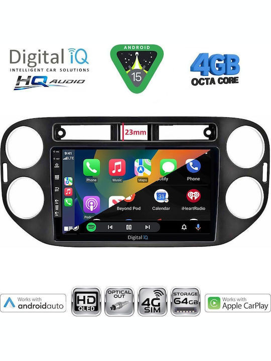 Digital IQ Car Audio System for Volkswagen Tiguan 2011-2016 Bluetooth USB WiFi GPS Apple CarPlay Android Auto with 9" Touch Screen