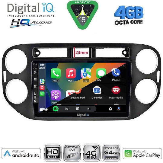 Digital IQ Ηχοσύστημα Αυτοκινήτου για Volkswagen Tiguan 2011-2016 (Bluetooth/USB/WiFi/GPS/Apple-Carplay/Android-Auto) με Οθόνη Αφής 9"
