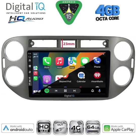 Digital IQ Ηχοσύστημα Αυτοκινήτου για Volkswagen Tiguan 2011-2016 (Bluetooth/USB/WiFi/GPS/Apple-Carplay/Android-Auto) με Οθόνη Αφής 9"