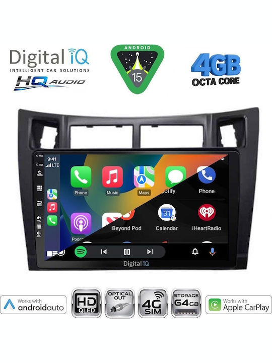 Digital IQ Auto-Audiosystem für Toyota Yaris 2006-2011 Bluetooth USB Eingebautes Wi-Fi GPS Apple CarPlay Android Auto mit 9 Zoll Touchscreen