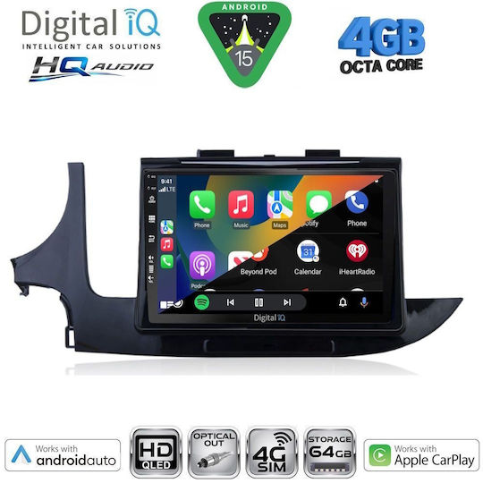 Digital IQ Car Audio System for Opel Mokka 2016-2021 Bluetooth USB WiFi GPS Apple CarPlay Android Auto with 9" Touch Screen