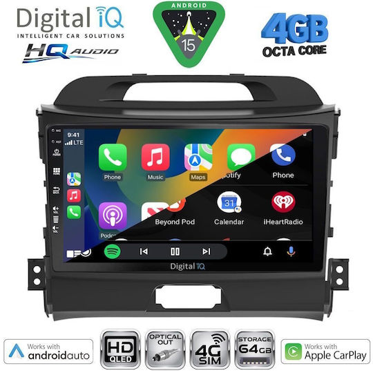 Digital IQ Car Audio System for Kia Sportage 2010-2015 (Bluetooth/USB/WiFi/GPS/Apple CarPlay/Android Auto) with 9" Touch Screen