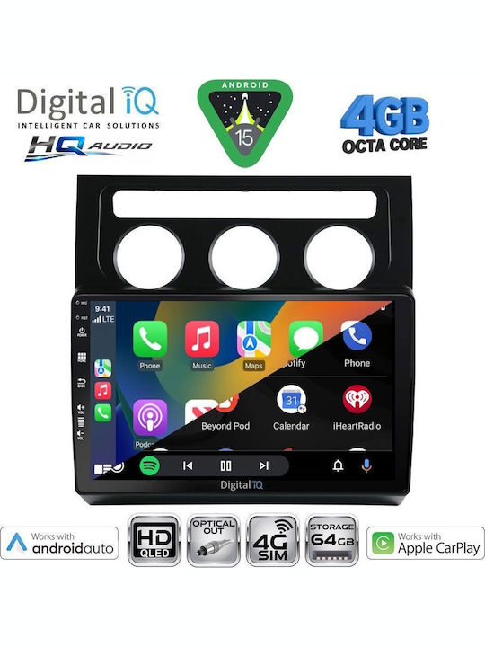 Digital IQ Sistem Audio Auto pentru VW Turan 2003-2010 cu Clima Bluetooth USB Wi-Fi GPS Apple CarPlay Android Auto cu Ecran Tactil 10"