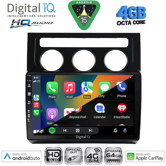 Digital IQ Car Audio System for Volkswagen Touran 2003-2010 with Clima Bluetooth USB WiFi GPS Apple CarPlay Android Auto with 10" Touch Screen