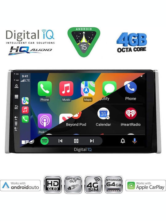 Digital IQ Auto-Audiosystem für Toyota RAV 4 2019+ mit Touchscreen 10" Bluetooth USB Eingebautes Wi-Fi GPS Apple CarPlay Android Auto