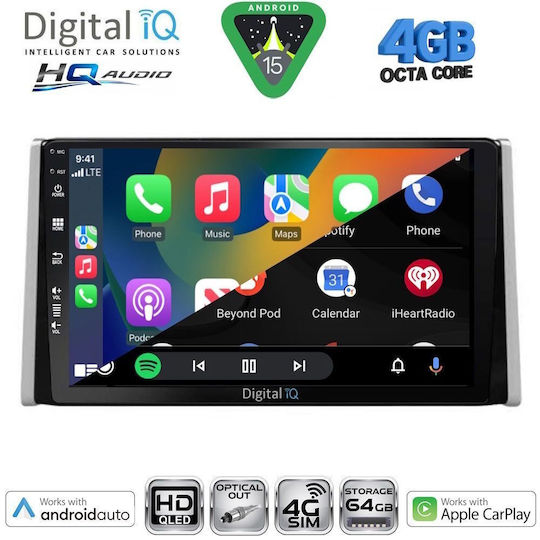 Digital IQ Car Audio System for Toyota RAV 4 2019+ Bluetooth USB Wi-Fi GPS Apple CarPlay Android Auto with 10 Inch Touch Screen DIGITAL IQ BXK 19734 CPAA